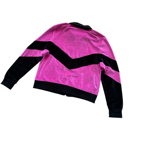 VTG Boston Proper Pink Black Colorblock Sweatshirt Jacket Velour Full Zip L - Picture 2 of 5
